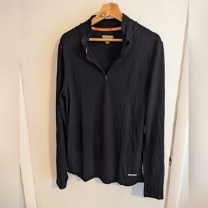 Omniwool Mens Pullover Black 1/4 Zip Top Long Sleeve Baselayer Thermal Size Larg